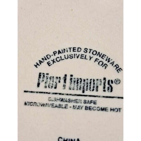 Pier One Inports Hand Painted Stoneware Cup Set of 4 Stackable Cups with Stand. - Picture 4 of 6